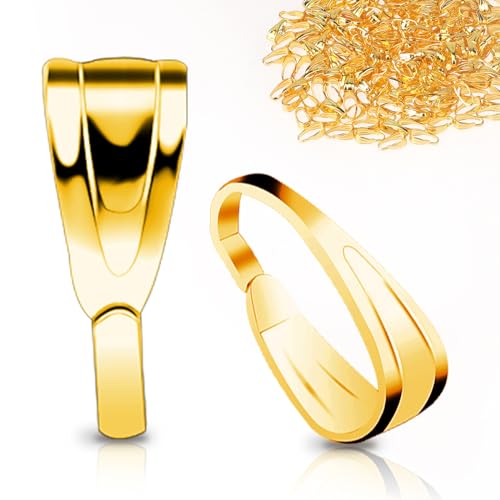 200 Pcs Pinch Bail for Jewelry Making, Pinch Bails for Pendants Necklace Pendant Clasps Connectors Pinch Clip for for Necklace Dangle Charm DIY Craft Making, Gold, 3x7x2.7mm - color: Gold