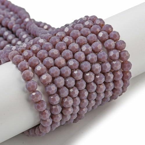 Perlin Czech Bohemian Crystal Glass Beads Faceted Round 4mm 90 Pieces Loose Spacer 1 Strand Beads for DIY Jewelry Earrings Necklace Bracelet Making (Purple Opaque) - color: Purple opaque
