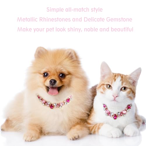 HOWWFALY Dog Collar and Cat Collar Gold Chain Necklace Stainless Steel Adjustable Pink Diamonds Collar with Cute Pet Paw for Small Medium Pets Cats Dogs Kitten Puppy(Pink, L) - color: Pink, size: Large