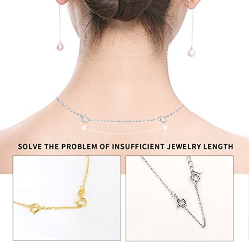 ADMITRY 925 Sterling Silver Necklace Extender, 3 Pcs 14k Gold Plated Durable Chain Extenders, Necklace Bracelet Anklet Jewelry Extension for Women (1 2 3 Inch) - color: Gold Plated Sterling Silver Necklace Extender