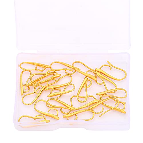 BEADIA 18K Gold Plated Earring Hooks 9x20mm 20pcs for Jewelry Making Findings - size: Hooks 9x20mm