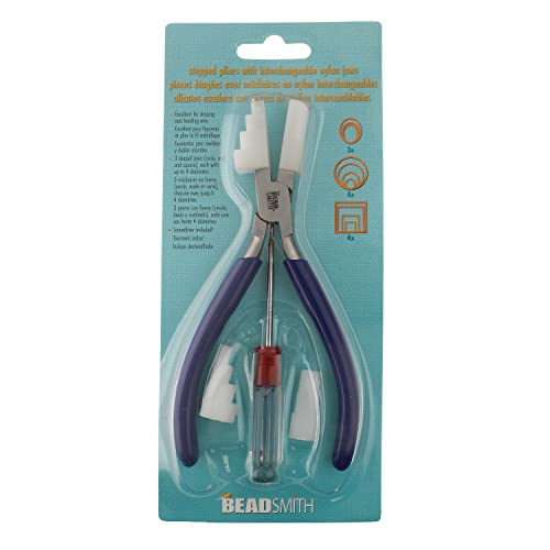 The Beadsmith Stepped Pliers with Interchangeable Nylon Jaws – 6.5 Inches (165mm) – Comfort Grip Handle with Double Leaf Springs – Jewelry Making Tool for Bending & Shaping Wire - style: Interchangeable
