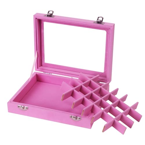 Velvet Jewelry Box 24 Grid Jewelry Earrings Display Organiser Box Ring Tray Holder Earrings Storage Case for Girls Wife Mom Women (Light Pink) - color: Light Pink