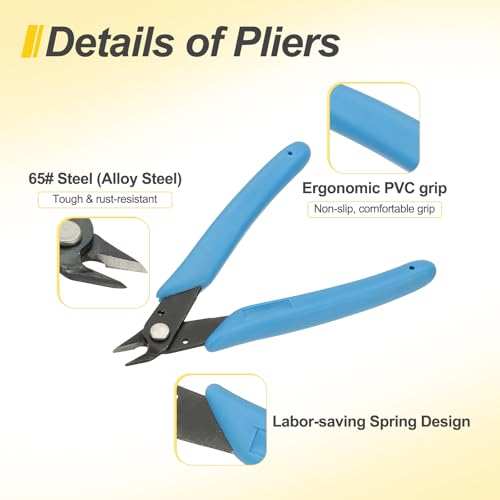 HARFINGTON 5" Flush Cut Pliers Small Precision Wire Cutter Side Cutter Diagonal Cutting Pliers for Jewelry Model Electronic 3D Print, Light Blue - color: Light Blue