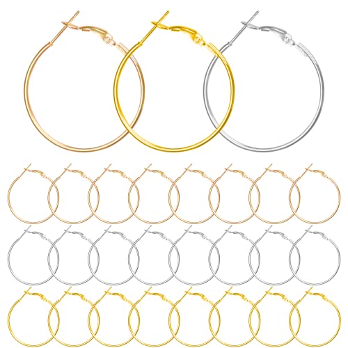 60Pcs Round Hoop Earring Findings Stainless Steel Earrings Beading Making Open Beading Hoop for Jewelry Making DIY Crafts Art Creation (40mm) - color: 40mm