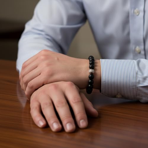 10:10 Men’s Beaded Bracelet – Natural Stone & Stainless Steel – Handmade in Italy