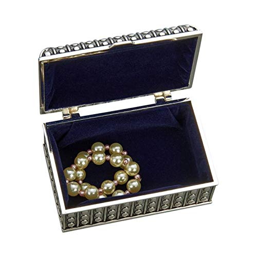 Personalized Silver Plated Rectangular Jewelry Box with Beaded Antique Design | Engraved Gift for Men and Women | Custom Jewelry Box for You and your Loved Ones | Personalized Gift Box