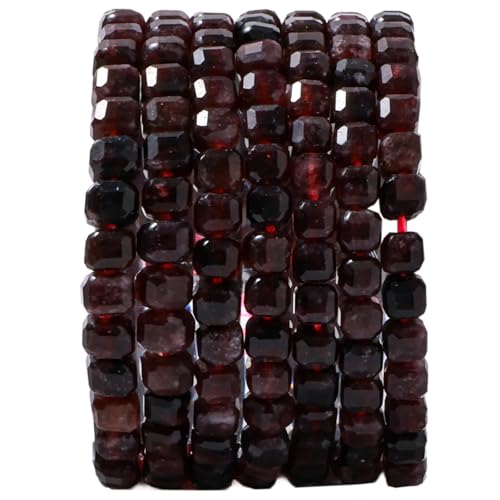 Natural Faceted Garnet Cube Stone Beads 5-5.5mm 60pcs/str Loose Square Semi Gemstone Stone Beads for Making Bracelets Necklace Earrings - color: Garnet