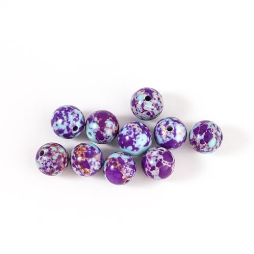 100Pcs Natural Stone 6mm Galaxy Sea Imperial Jasper Round Loose Gemstone Energy Healing Beads Hole Size 1mm DIY Smooth Beads for Bracelet Necklace Earrings Jewelry Making - color: Galaxy Sea Imperial Jasper, size: 6mm