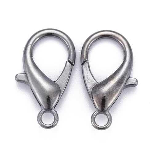 HDSupplies 50 Pieces - Lobster Clasps - Gunmetal Black - 21x12mm w/ 2mm Hole - color: Gunmetal Black, size: 21x12mm