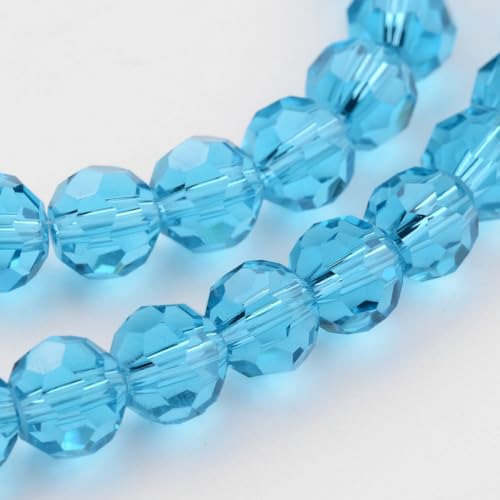 Perlin Czech Bohemian Crystal Glass Beads Faceted Round 4mm 90 Pieces Loose Spacer 1 Strand Beads for DIY Jewelry Earrings Necklace Bracelet Making (Light Blue) - color: light blue