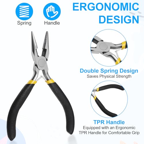 11PCS Jewelry Pliers Set, Long Nose, Diagonal, End Cutting, Bent Nose, Combination, Flat Nose, Needle Nose & Round Nose, Tweezers and Storage Bag, Jewellery DIY Making and Repairing Supplies