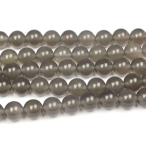 MJDCB 7A Natural Grey Agate Gemstone Round Stone Beads for Jewelry Making DIY Bracelet Necklace (4mm) - color: Gray Agate, size: 4mm