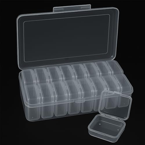 Clear Plastic Organizer Box 18 Pack-Multi Sized Containers with Lids for Beads,Crafts,Small Items,Stackable,Clear Storage Solution Home and Office Organization,Craft Supply,Bead Storage - size: 18 Pieces Mixed Set