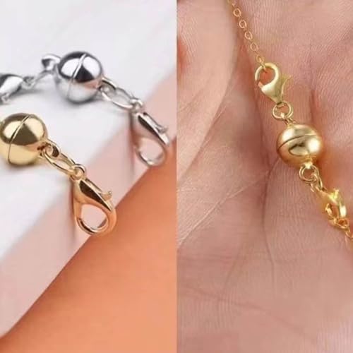 925 Silver Double Lobster Magnetic Necklace Clasps, Magnetic Necklace Clasps and Closures, Double Lobster Clasp Magnetic Jewelry Clasps for Necklaces (6pcs Gold) - color: 6pcs gold