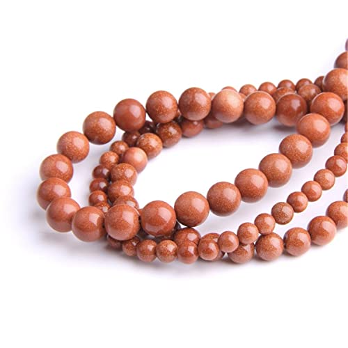 Natural Stone 6mm Golden Sand Smooth Round Loose Beads Energy Gemstone DIY for Jewelry Making Bracelet Necklace 1 Strand 15" - color: Golden Sand, size: 6mm
