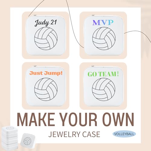 12-Pack Volleyball Portable Jewelry Box for Team Travel White Sport Jewelry Case Bulk Gifts for Volleyball Team Athletes & Sports Enthusiasts Christmas Events & Milestones - style: Square Volleyball