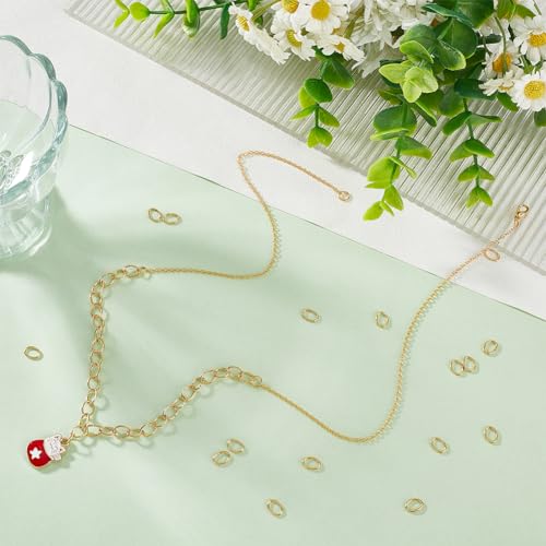 UNICRAFTALE 100 Pcs 304 Stainless Steel Oval Jump Rings, Golden, 5.7mm Wide, 7.5mm Long, 19 Gauge, Perfect for Jewelry Making DIY Craft Earring Bracelet Pendant Choker Findings - size: 7.5mm