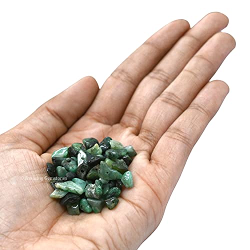 Emerald Pre Drilled Crystal Crushed Chips Beads for Bracelets Making, DIY Handmade Natural Healing Crystals (25 Inch Strand) - color: Emerald