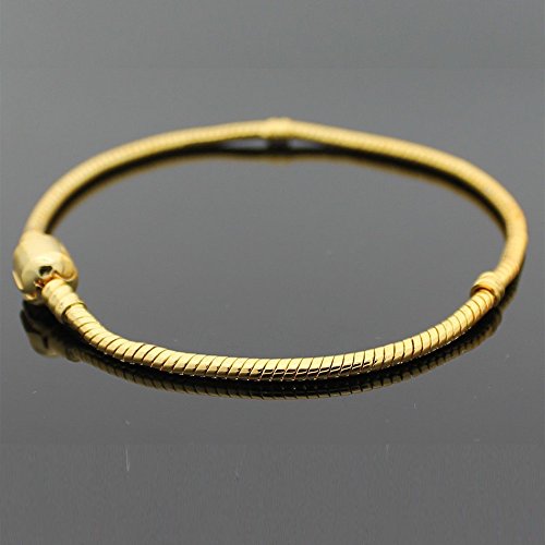RUBYCA 5pcs 7.9" Gold Color Clasp European Snake Chain Charm Bracelet fit Charm Beads DIY - color: Gold, size: 20 CM