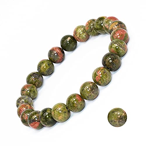 8mm Natural Gemstone Stretch Bracelet, Handmade Unisex Crystal Bracelets for Meditation, Yoga, Spiritual Healing & Positive Energy - color: Epidote