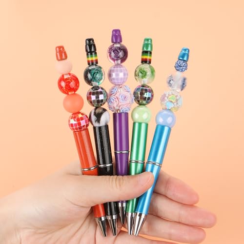 20Pcs 16mm Luminous Rose Focal Round Beads for Pens Flowers Fancy Space Beads for DIY Craft Beadable Pens Keychain Bracelet Necklace Earrings Jewelry Making - color: Rose