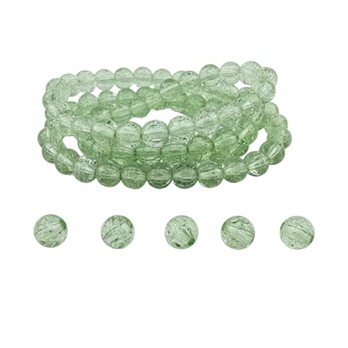 DandS ltd Crackle Lampwork Glass Beads for Jewelry Making, Natural Green, Vibrant DIY Bracelets, Necklaces, Beading Supplies & Craft Kits for Handmade Jewelry, 80pcs 0.39 inch (10mm), #J257-10 - color: Green Natural