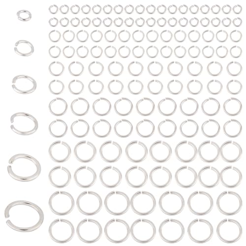 PH PandaHall 180pcs 925 Sterling Silver Plated Open Jump Rings 3/4/5/6/7/8mm O Ring Brass Jewelry Ring Circle Clasp 18~22 Gauge for Jewelry Making Necklace Repair DIY Earring Bracelet Pendant Choker