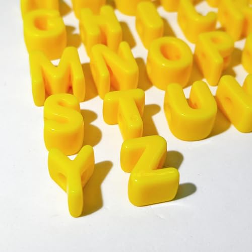 26PCS Large 6mm Hole Letter Beads, 20mm Acrylic Beads A to Z,for DIY Jewelry Making Kit Friendship Bracelet Key Chain and Bag Charms (26 A to Z Yellow) - color: 26 A to Z Yellow
