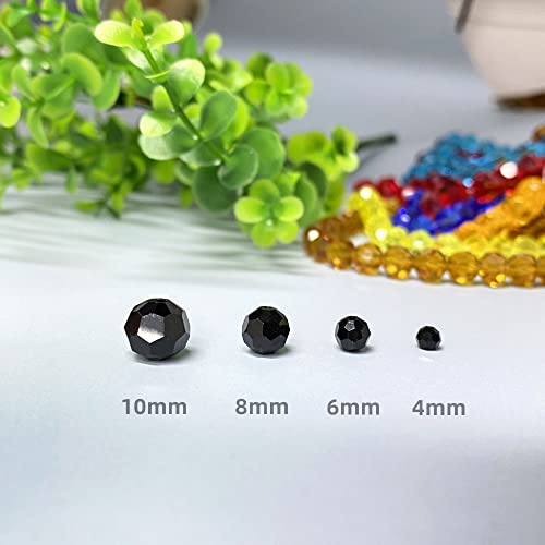 Jmassyang 400 Pieces 4mm Faceted Round Crystal Glass Beads Spacer Beads for Jewelry Making, Bracelets Necklaces Earrings Wind Chimes Suncatchers (Black) - color: Black, size: 4mm