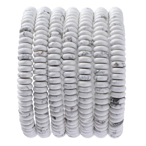 Natural White Howlite Disk Stone Spacer Beads 6x2mm 38cm/str Flat Rondelle Loose Semi Gemstone Caps for Making Bracelets Necklace - color: White Howlite