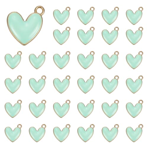 MECCANIXITY Enamel Alloy Heart Charm, Valentine Heart Pendants Love Jewelry Making Charm for DIY Necklace Bracelet Earrings Keychain - color: Sky Blue