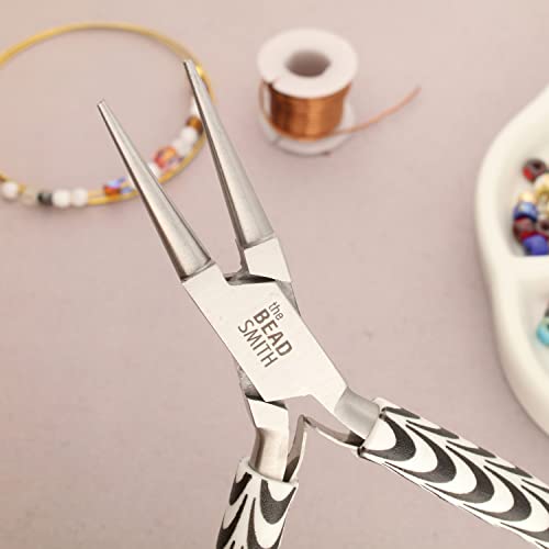 The Beadsmith Round Nose Pliers – Zebra Print Line – 5 inches (127 mm) – Comfortable Handle with Double Leaf Springs – Jewelry Making Tool for Creating Bracelets, Earrings and Necklaces - size: round nose - 5"
