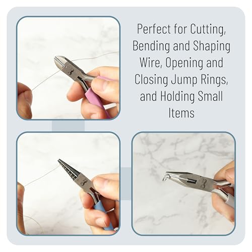 Mr. Pen- Pliers for Jewelry Making, 3 Pack, Chain Nose, Round Nose Pliers Set and Wire Cutter for Beading, Wire Wrapping, Jump Rings, Jewelry Repair, Crafting, DIY - color: Pastel