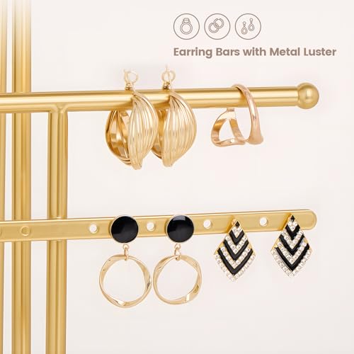 Lolalet Bracelet Display Stand Necklaces Holder, 5 Tiers Jewelry Organizer and Storage Rack with Velvet Slot and Metal Base, for Women Bangles Watches Ring Earrings -Black - color: Black