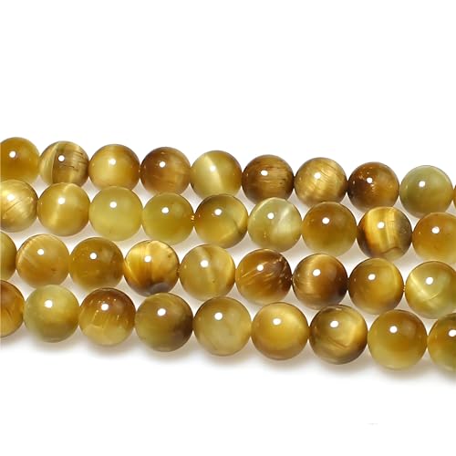 MJDCB Natural Stone Beads 8mm 43pcs Round Golden Tiger's Eye Loose Gemstone Bead Charms for Jewelry Making Bracelet Necklace Earring Pendant - color: Golden Tiger's Eye, size: 8mm