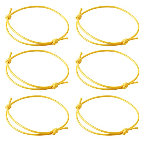 Cheriswelry 50pcs Yellow Adjustable Wire Bracelet Korean Waxed Polyester Cord Bracelet Making Friendship Bracelet String Inner Diameter 40~70mm for Women Men Jewelry Making Supplies - color: Yellow