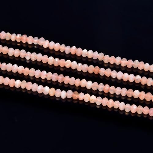 Adabele 15 Inch Natural Pink Moonstone Healing Gemstone 4mm x 3mm Tiny Small Faceted Round Rondelle Loose Beads Stone Spacer (170-180pcs) for Craft Jewelry Making GK-B6 - color: Pink Moonstone, size: 4mm x 3mm - 15 inch/1 strand