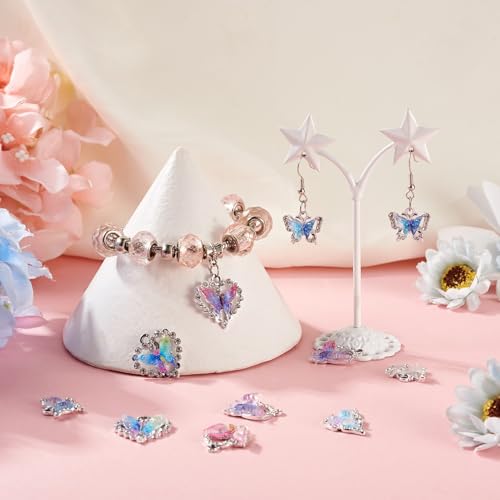 FASHEWELRY 20Pcs Alloy Crystal Rhinestone Charms Gradient Color Butterfly Jewelry Charms 10 Styles Charms for Jewelry Making Necklace Bracelet Craft - color: Multi