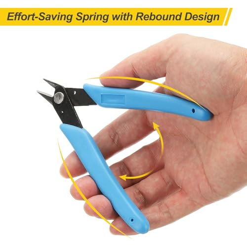 HARFINGTON 5" Flush Cut Pliers Small Precision Wire Cutter Side Cutter Diagonal Cutting Pliers for Jewelry Model Electronic 3D Print, Light Blue - color: Light Blue