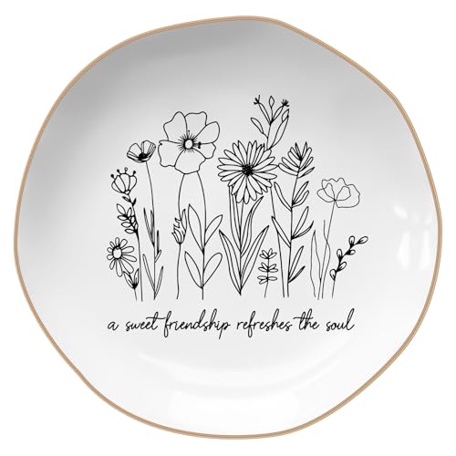 LITTLEBIGGER Birthday Gifts for Women – Jewelry Dish, Friendship Gifts for Women – Christmas Gift – Proverbs 27:9, A Sweet Friendship Refreshes the Soul – Ceramics Jewelry Tray - style: Friendship - A