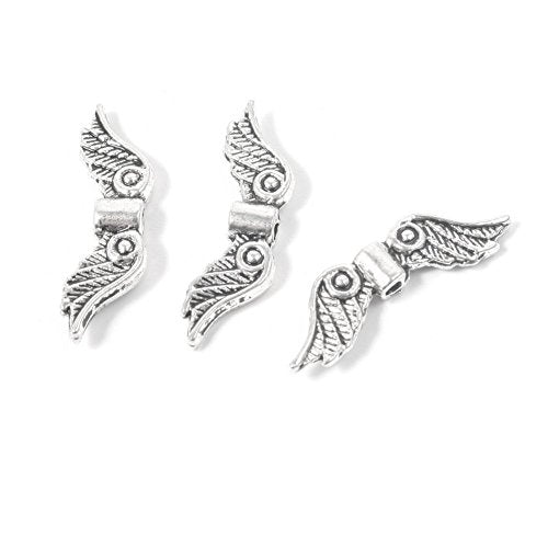 50 pcs 20mm Angel Wing Spacer Metal Beads DIY for Bracelets Necklace Silver