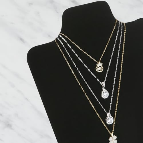 KUKUVR 2Pcs Black Velvet Necklace Bust Display Stand, Jewelry Pendants Chain Holder Stand, Necklace Display Board for Retail Vendor Booth & Selling (Large 12.2 * 7.9inch) - size: Large 12.2*7.9inch
