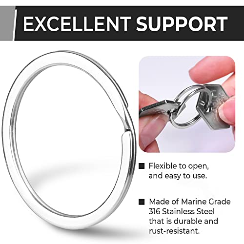 CREST Surgical and Marine Grade Stainless Steel Split Ring for Keychains SS316L Key Rings for Car Keys - color: 10-pack Large