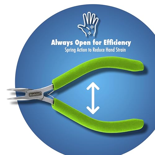 Beadalon Designer Series Slim Pliers Kit, Lime Green Vinyl-Free Grips, Stainless Steel, Chain Nose, Bent Chain Nose, Round Nose, Semi-Flush Cutter, 5.75 in, 4 pc w/Zip Pouch - color: Lime Green, style: Pliers Kit