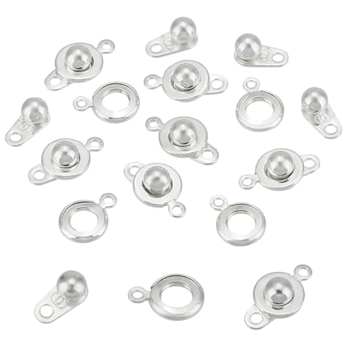 UNICRAFTALE 12 Sets Stainless Steel Snap Clasps Small Silver Snap Button Ball & Socket Snaps Clasps Fastener Clasp Connector Round Snaps Button Clasp for DIY Bracelets Jewelry Making - color: Silver