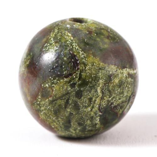100Pcs Natural Stone 6mm Dragon Bloodstone Round Loose Gemstone Energy Healing Beads Hole Size 1mm DIY Smooth Beads for Bracelet Necklace Earrings Jewelry Making - color: Dragon Bloodstone, size: 6mm