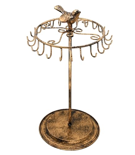 Bird Rotating Necklace Holder Bracelet Stand/Jewelry Organizer/Jewelry Tree,Bronze - color: Bronze