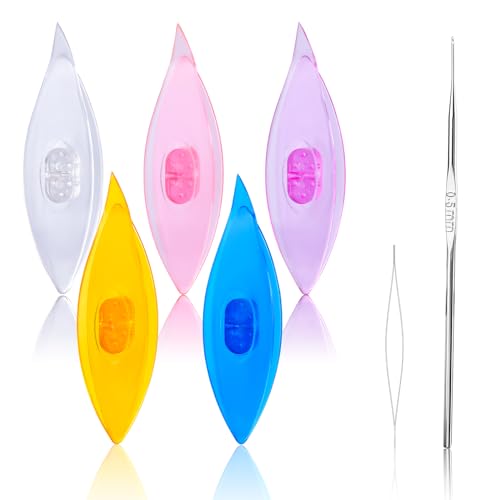BUTUZE Tatting Shuttle Kit, 5 PCS Plastic Tatting Shuttle with Beading Needles Crochet Hooks Knitting Needles Big Eye Needles Tatting Needles for DIY Hand Lacemaking Craft Tool Weave Yarn Set - size: 5 PCS