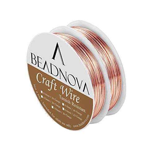 BEADNOVA Copper Wire Jewelry Wire Tarnish Resistant for Jewelry Making (Copper, 26 Guage 20m) - size: 0.4mm
